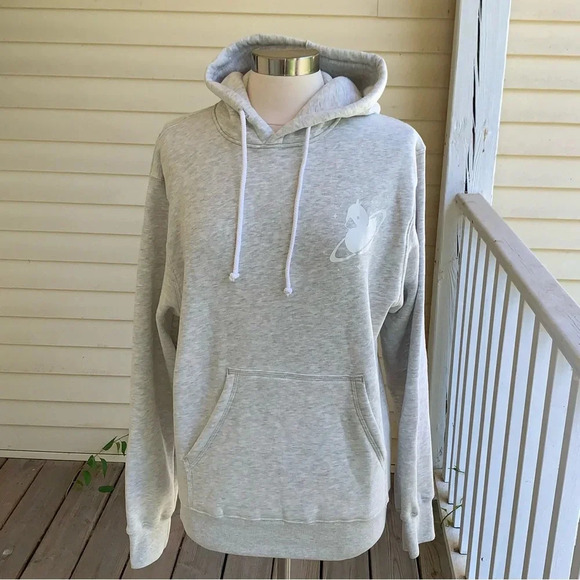 Five Hills Quackity Planet Duck Fleece Pullover Hoodie Small Light Gray Unisex - Picture 1 of 7